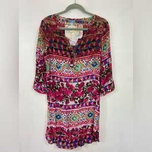 Aratta Pearls For Tunic Top Sz Medium Women’s Floral Boho Cruise Vacay Resort